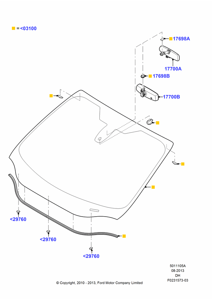 05A - Windshield/Inside Rear View Mirror, With Variable Int. Windshield Wipe; 31/JAN/2011-23/JUL/2012