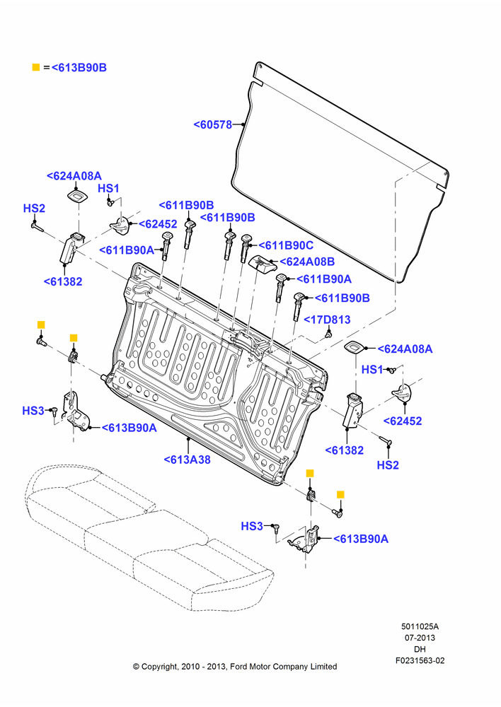 25A - Rear Seat Back, With Full Fold-Down Rear Seat; 31/JAN/2011-08/DEC/2014