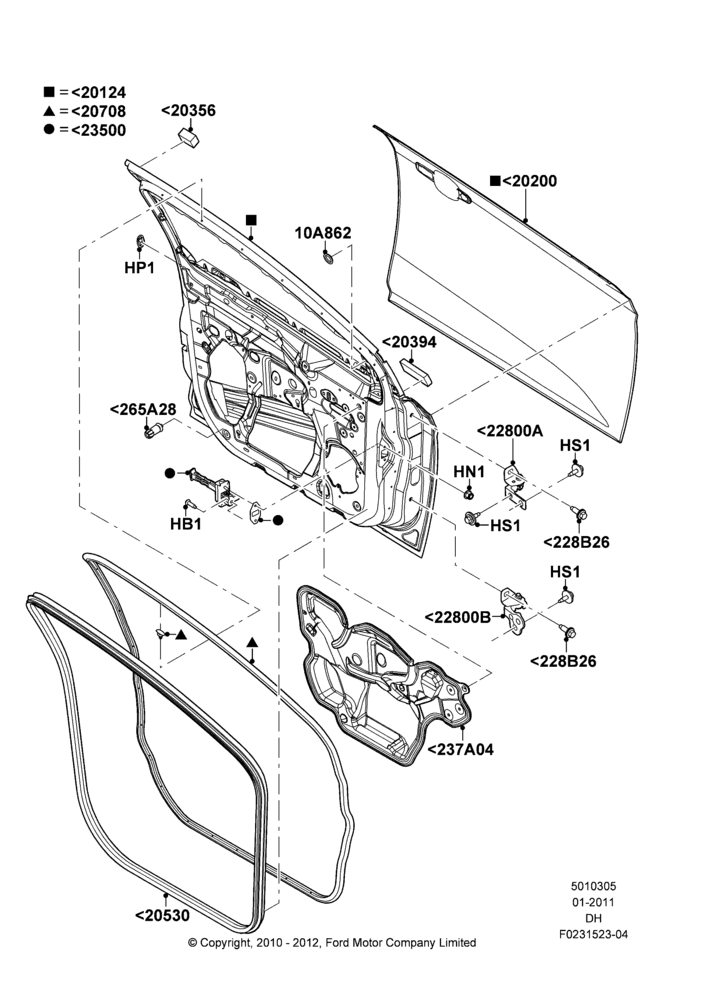 05 - Front Doors, Hinges & Weatherstrips; 31/JAN/2011-04/MAY/2018