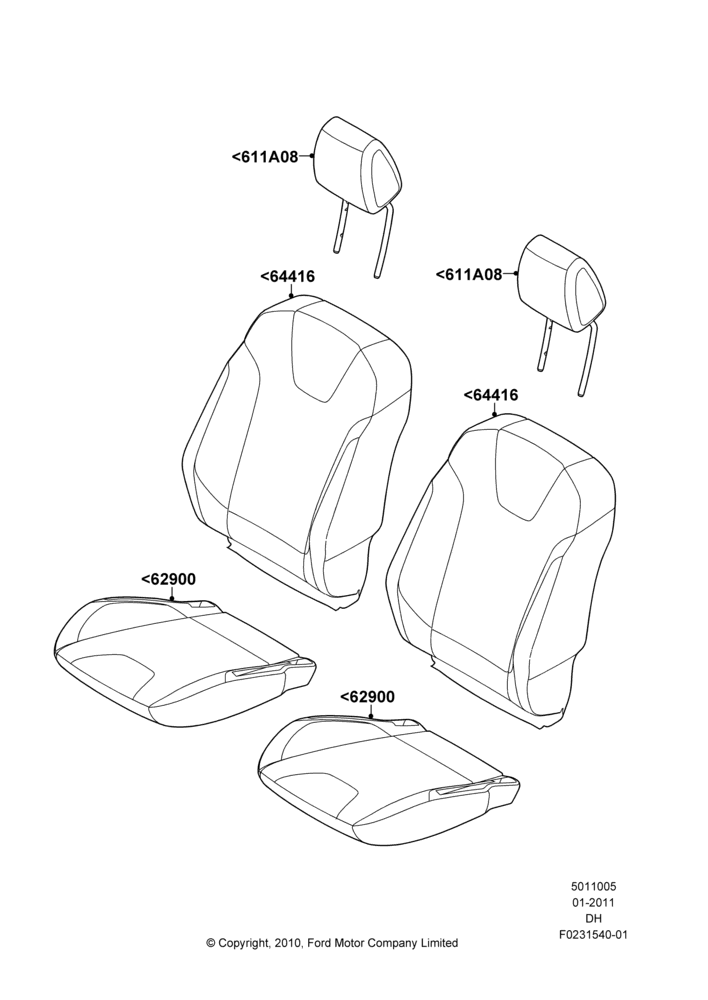 05A - Front Seat Covers, With High Back Front Seats, With Low Back Front Seats; 31/JAN/2011-08/DEC/2014