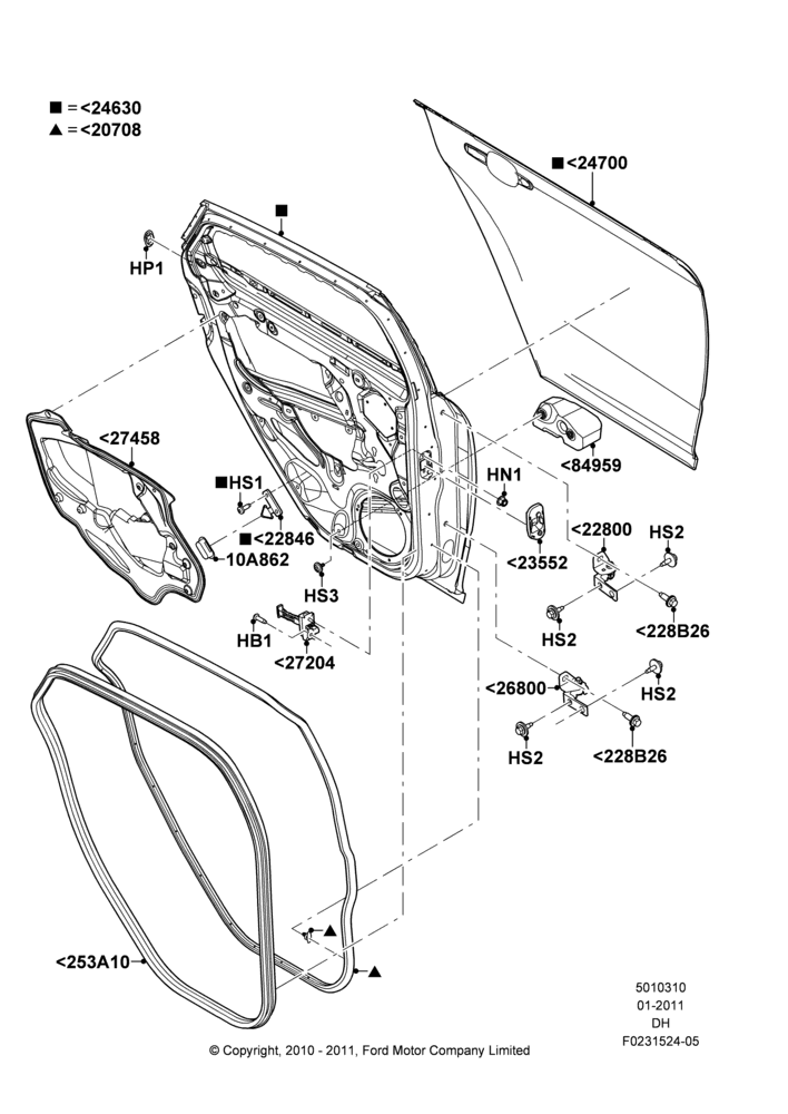 10 - Rear Doors, Hinges & Weatherstrips; 31/JAN/2011-04/MAY/2018