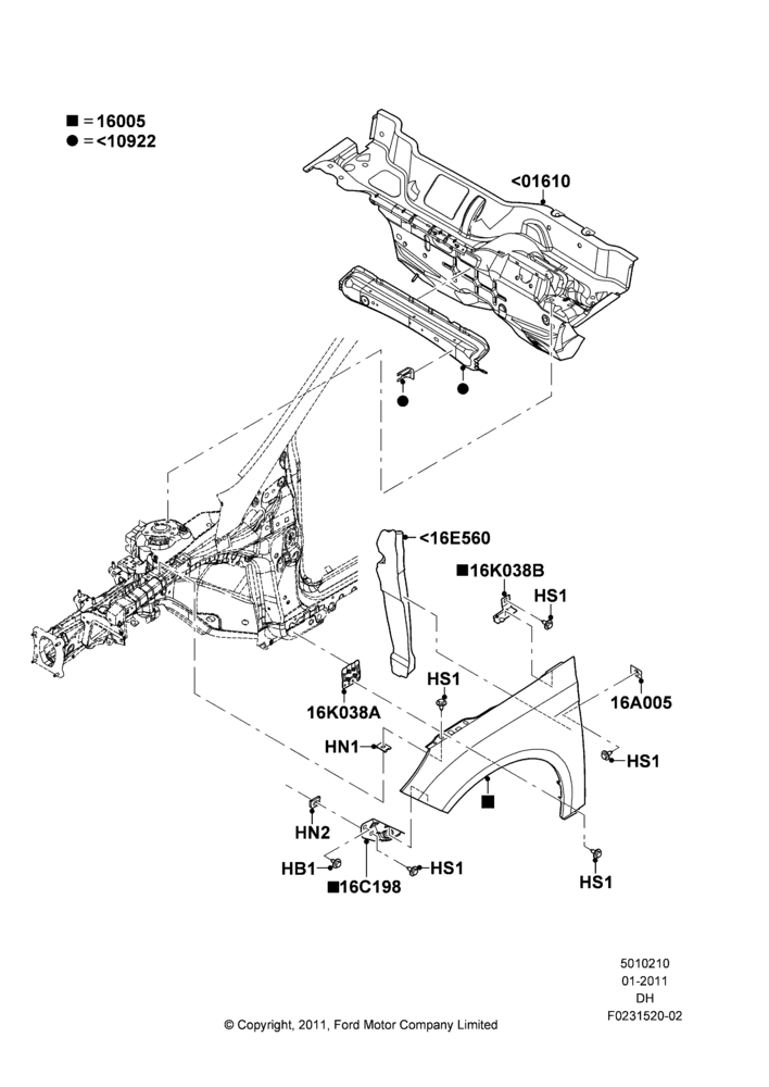 10A - Dash Panel and Front Fenders, Less BEV Version; 31/JAN/2011-04/MAY/2018