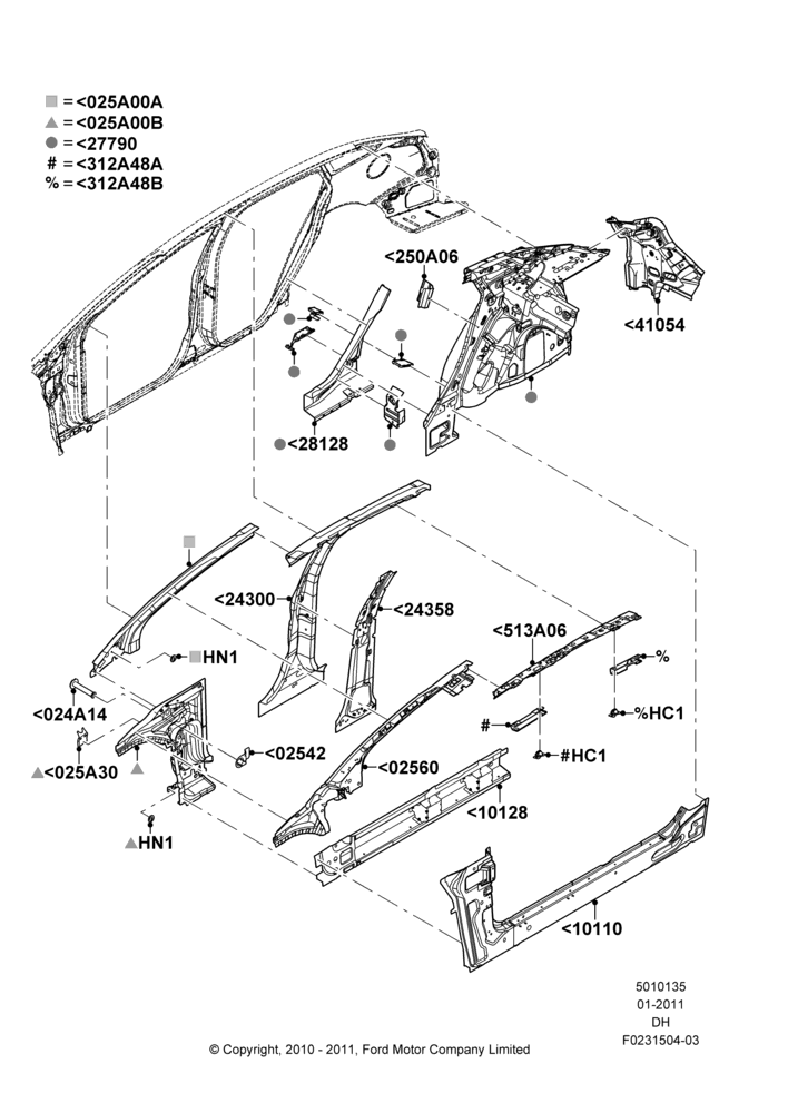 35A - Side Panels - Inner, 4 Door Sedan; 31/JAN/2011-04/MAY/2018