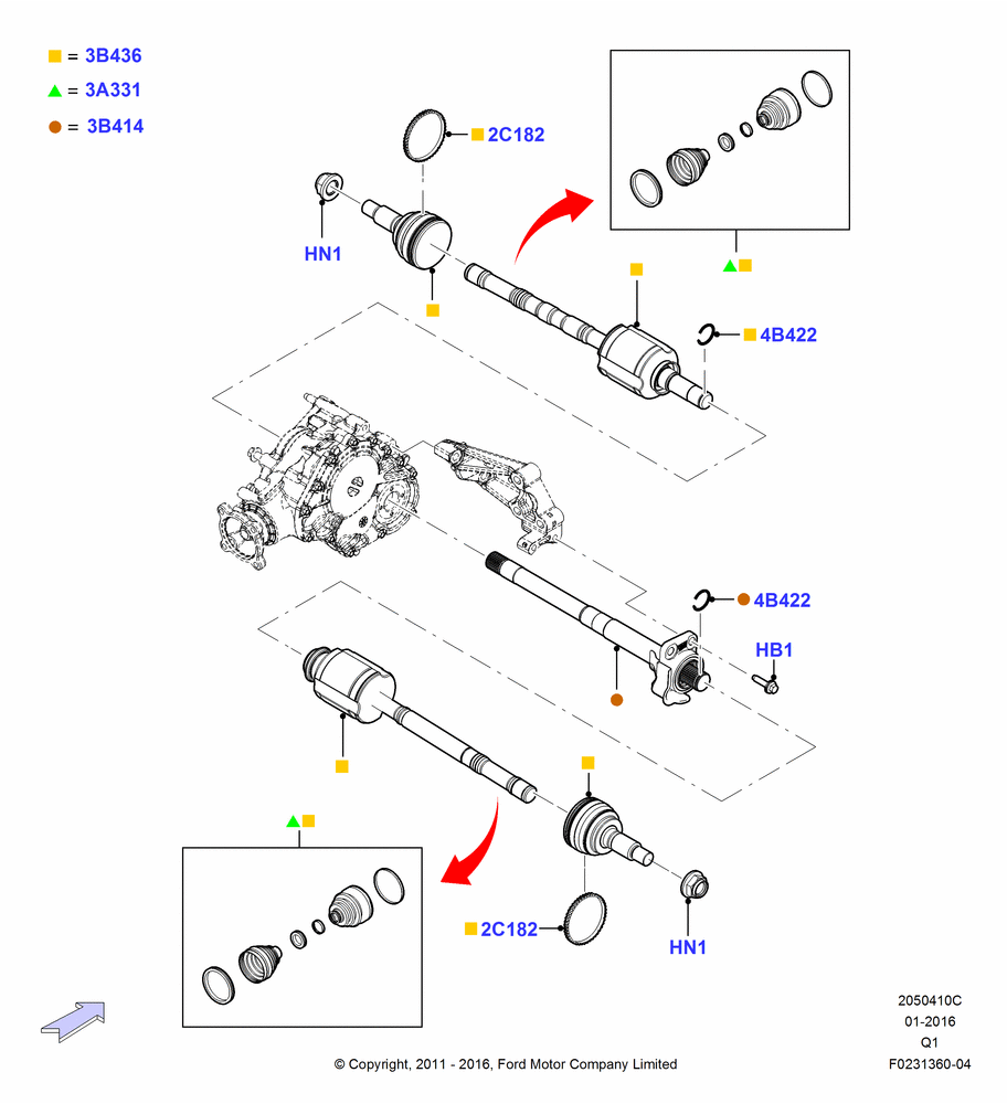 10C - Drive Shaft - Front Axle Drive, 3.5L 4V DOHC VCT SMPI V6 Gas, 3.7L DOHC V6 Gas., 4WD; 08/AUG/2011-24/DEC/2014