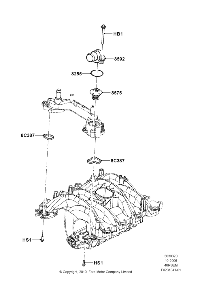 Thermostat/Housing & Related Parts, Romeo 4.6 SOHC EFI