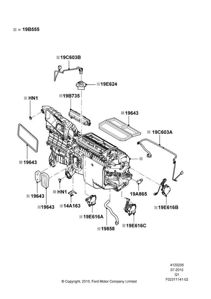 05C - Heater/Air Cond.External Components, Manual Air Conditioning; 12/JUL/2010-08/AUG/2011