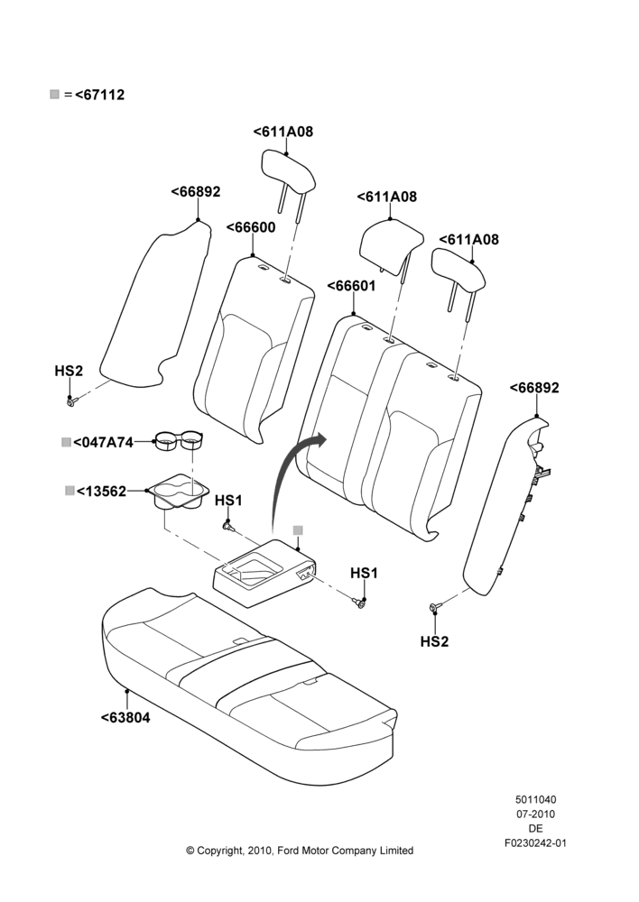 40L - Rear Seat Covers, Lincoln Division Derivative; 26/JUL/2010-29/JUL/2012