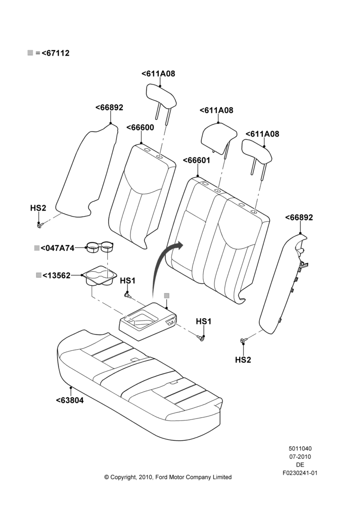 40K - Rear Seat Covers, Mercury Division Derivative; 26/JUL/2010-31/JAN/2011