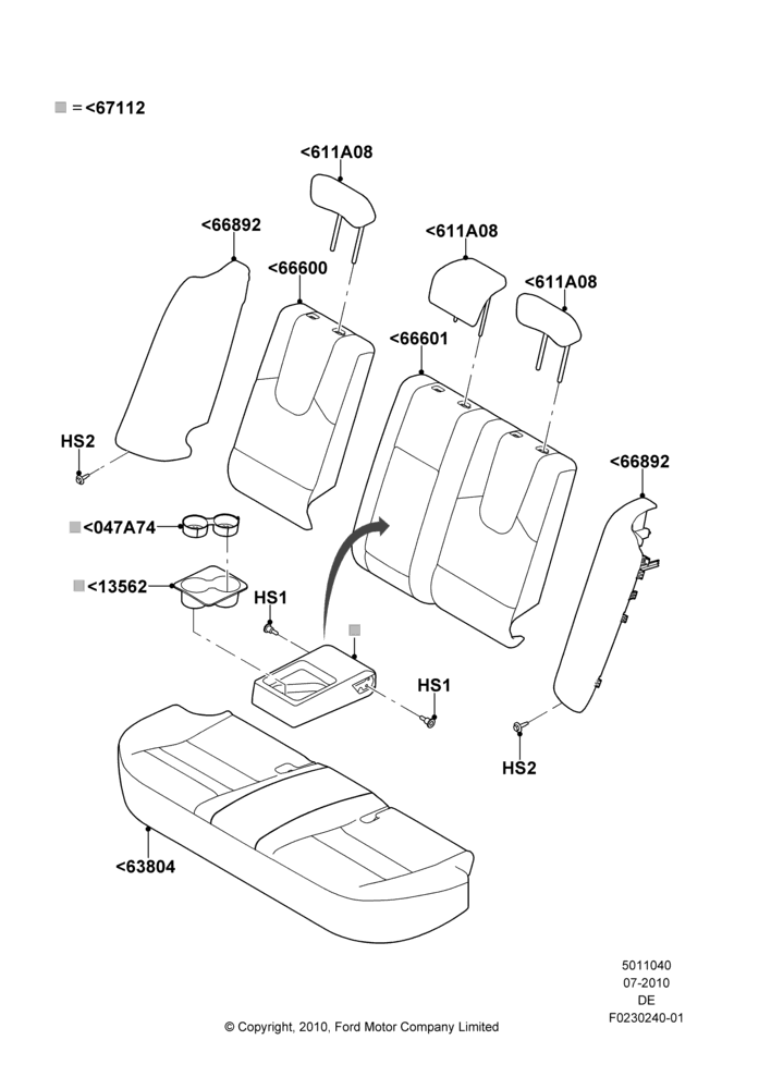 40J - Rear Seat Covers, Ford Division Derivative; 26/JUL/2010-29/JUL/2012