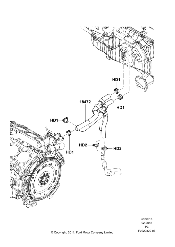 15C - Heater Hoses, 3.5L Cyclone V6 Petrol TIVCT; 29/FEB/2012