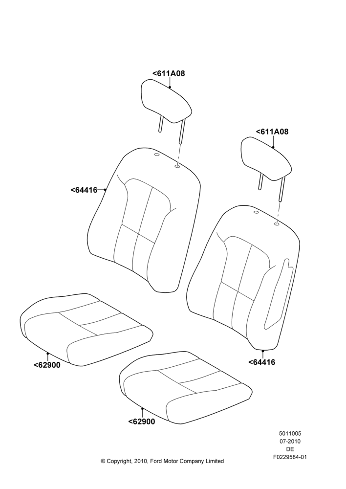 05L - Front Seat Covers, Lincoln Division Derivative; 26/JUL/2010-29/JUL/2012