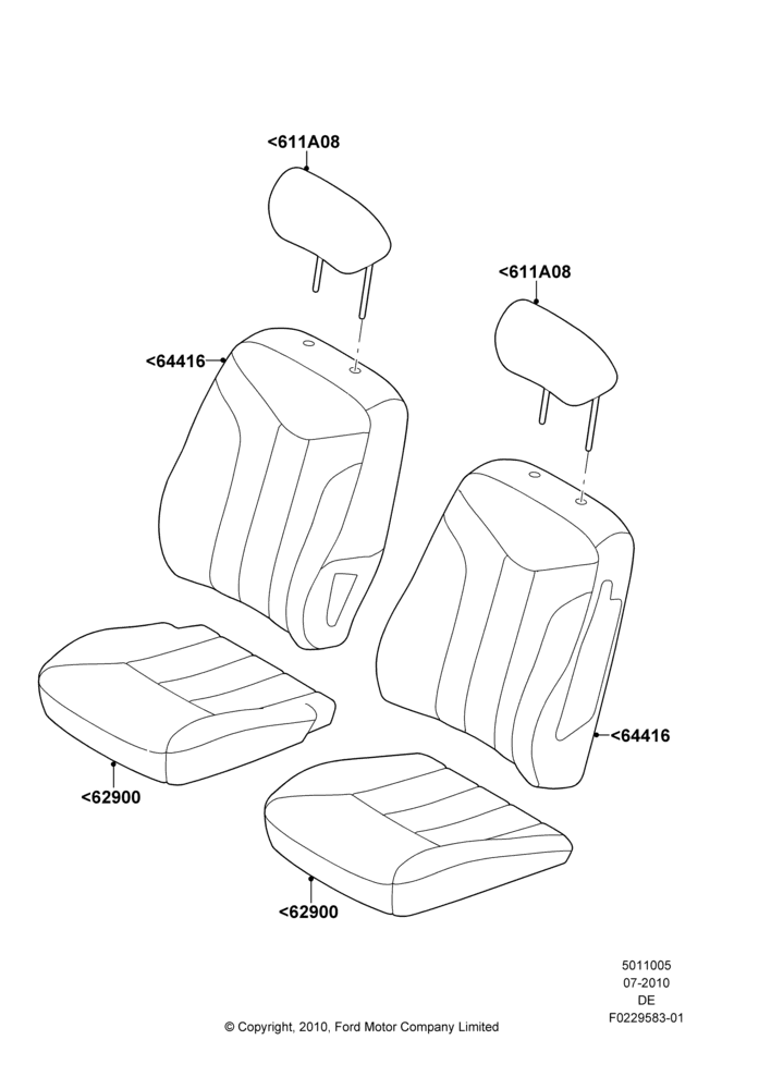 05K - Front Seat Covers, Mercury Division Derivative; 26/JUL/2010-31/JAN/2011