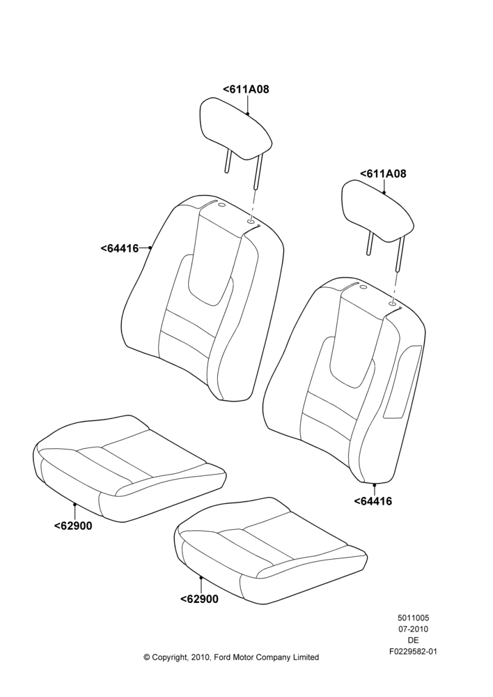 05J - Front Seat Covers, Ford Division Derivative; 26/JUL/2010-29/JUL/2012