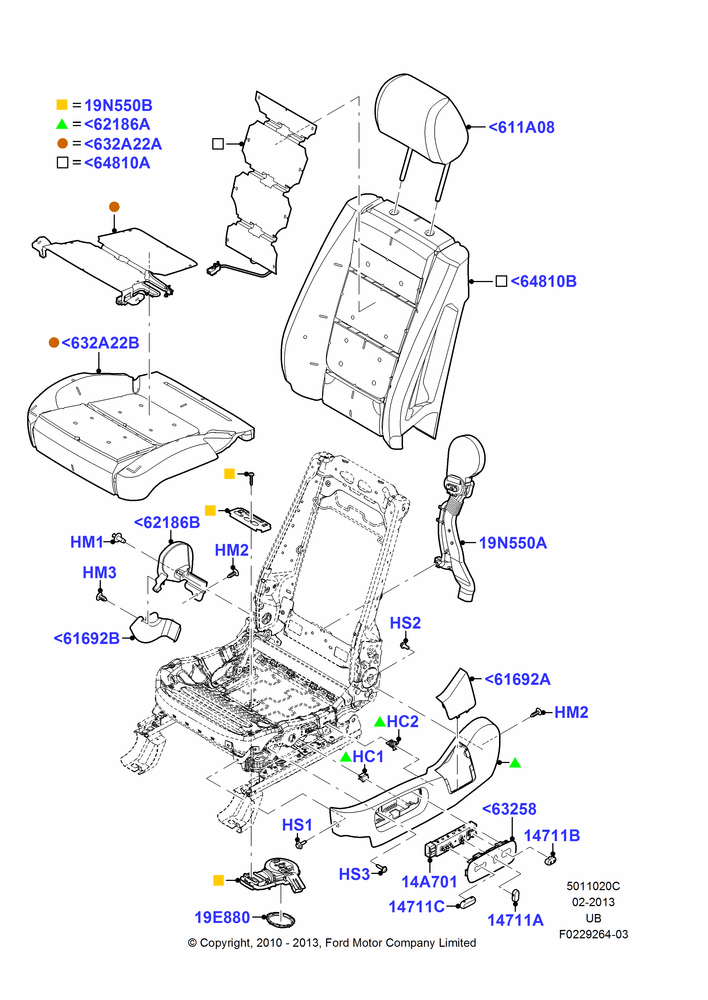 20C - Front Seat Pads/Valances & Heating, With Driver 10 Way Pwr Seat Adjust; 04/OCT/2010-04/MAY/2015