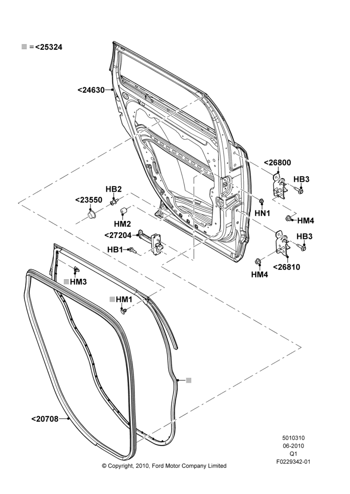 10B - Rear Doors, Hinges & Weatherstrips; 12/JUL/2010-24/DEC/2014