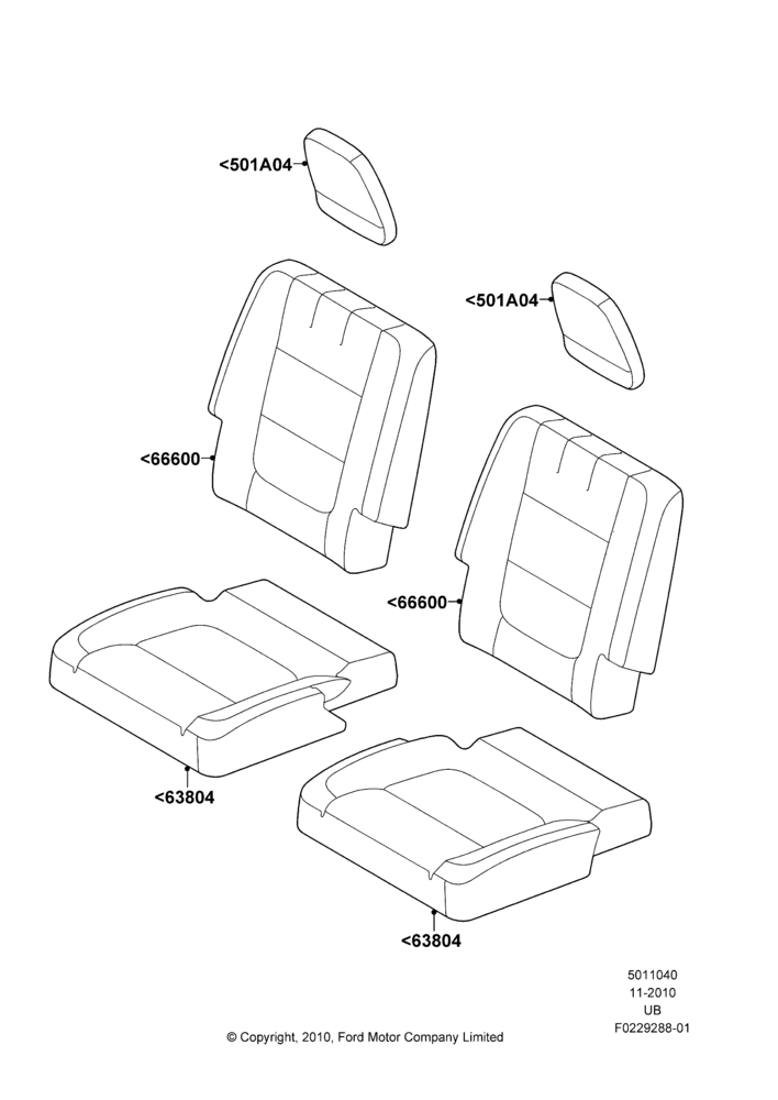 40F - Rear Seat Covers, With 3rd Row High Level Seat, With Third Row Power Folding Seat; 04/OCT/2010-04/MAY/2015