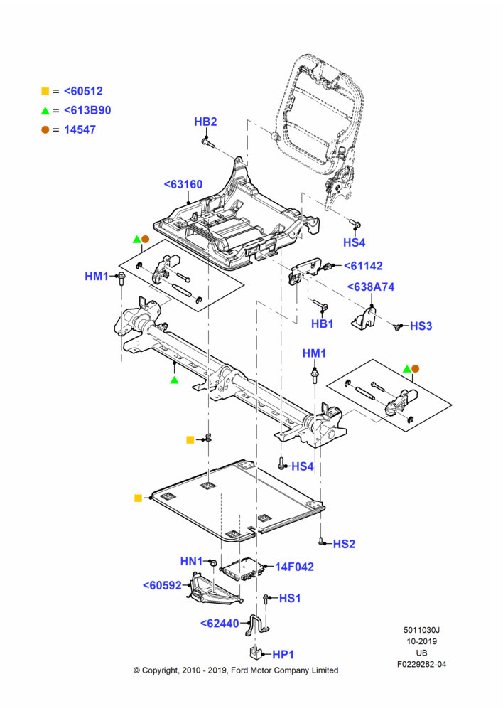 30J - Rear Seat Base, With 3rd Row High Level Seat, With Third Row Power Folding Seat; 04/OCT/2010-04/MAY/2015