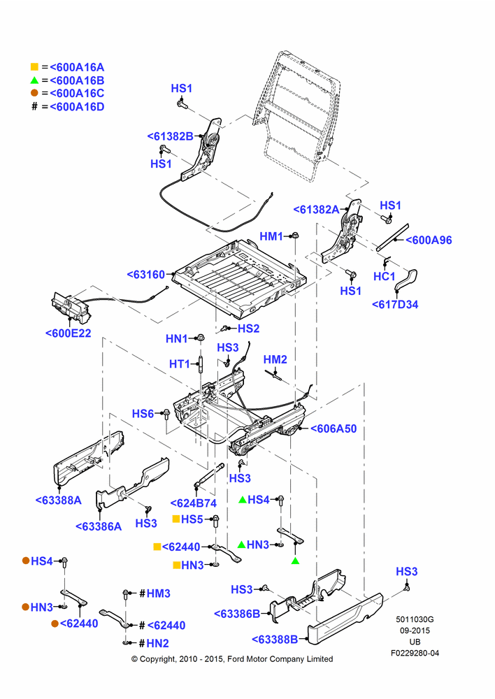 30G - Rear Seat Base, With 2nd Row Quad Power Fold Seat; 04/OCT/2010-04/MAY/2015