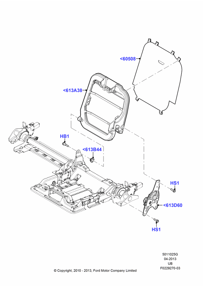 25G - Rear Seat Back, With 3rd Row High Level Seat, With Third Row Power Folding Seat; 04/OCT/2010-04/MAY/2015