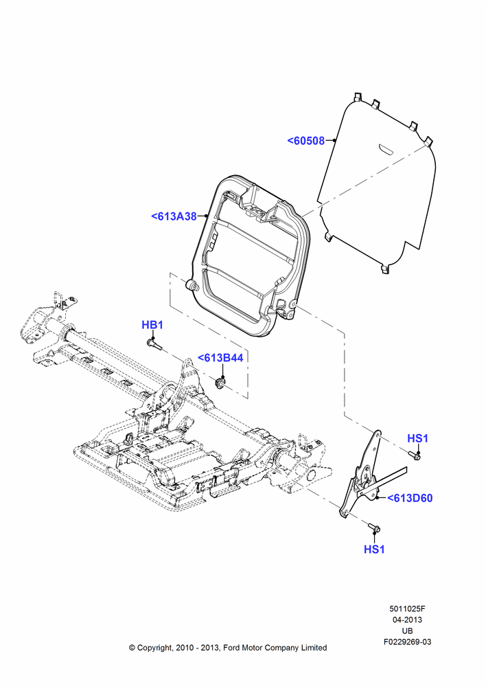 25F - Rear Seat Back, With Third Row Split Bench Seat; 04/OCT/2010-04/MAY/2015