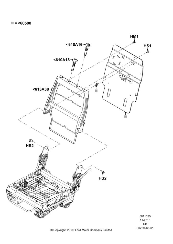 25E - Rear Seat Back, With 2nd Row Quad Power Fold Seat; 04/OCT/2010-04/MAY/2015