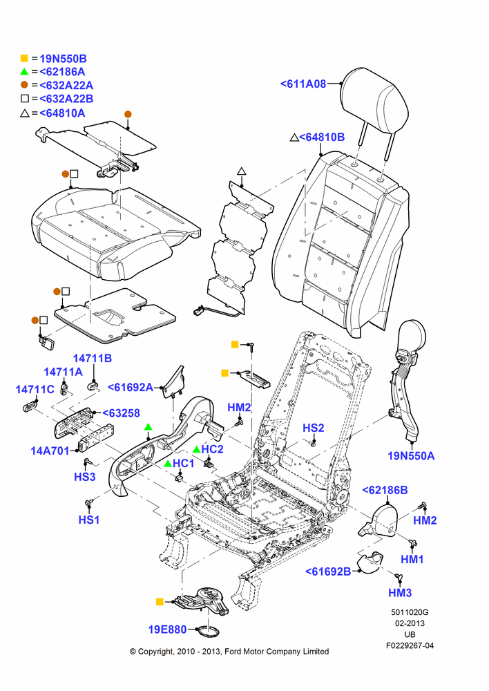 20G - Front Seat Pads/Valances & Heating, With Pass 10 Way Power Seat Adjust; 04/OCT/2010-04/MAY/2015