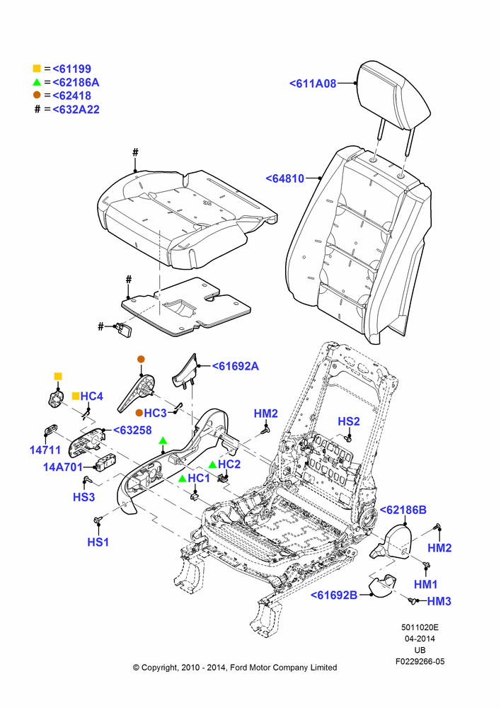 20E - Front Seat Pads/Valances & Heating, With Pass 6 Way Power Seat Adjuster; 04/OCT/2010-06/FEB/2012