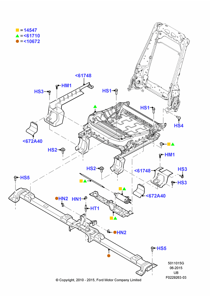 15G - Front Seat Base, With Pass 10 Way Power Seat Adjust; 04/OCT/2010-04/MAY/2015