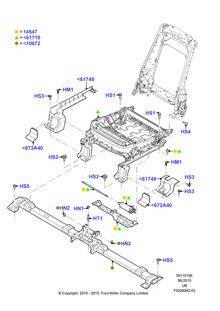 15E - Front Seat Base, With Pass 6 Way Power Seat Adjuster; 04/OCT/2010-04/MAY/2015
