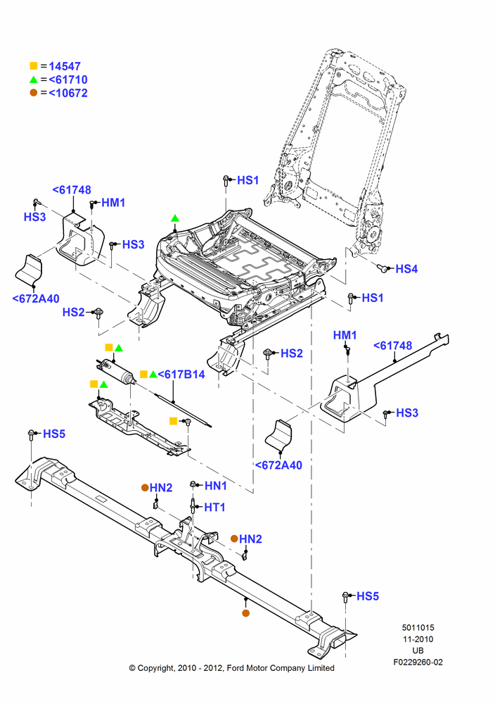 15C - Front Seat Base, With Driver 10 Way Pwr Seat Adjust; 04/OCT/2010-04/MAY/2015