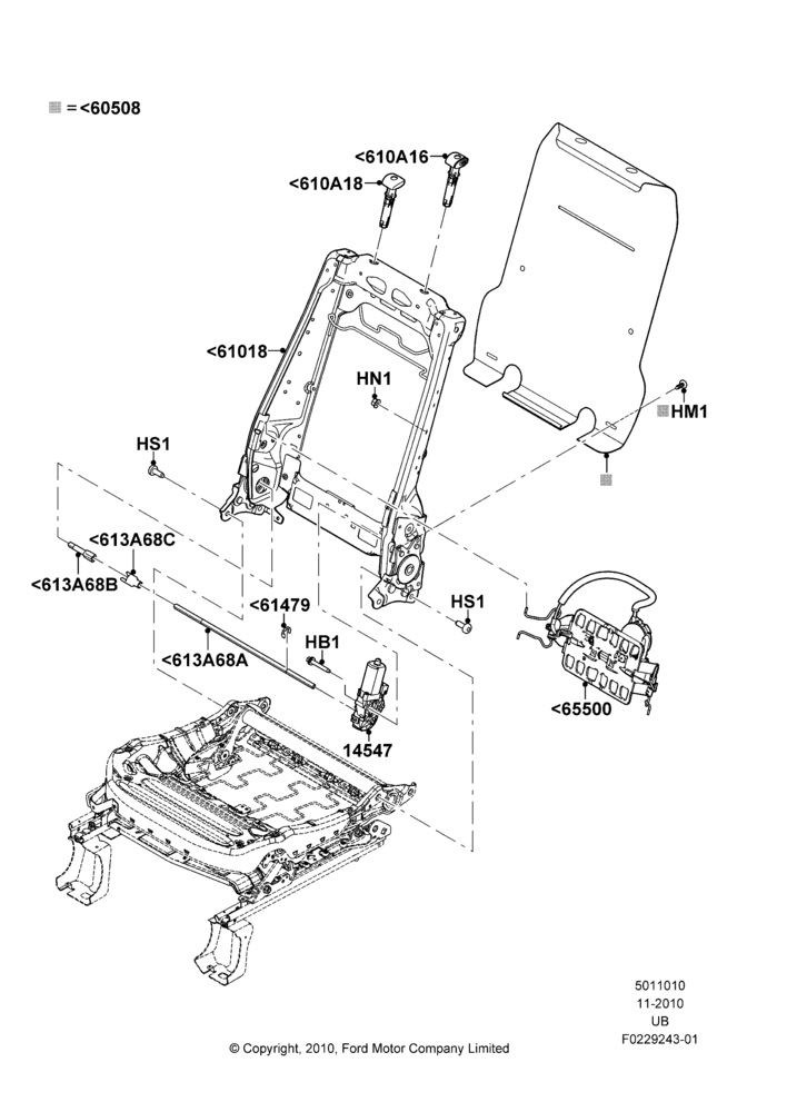 10G - Front Seat Back, With Pass 10 Way Power Seat Adjust; 04/OCT/2010-04/MAY/2015