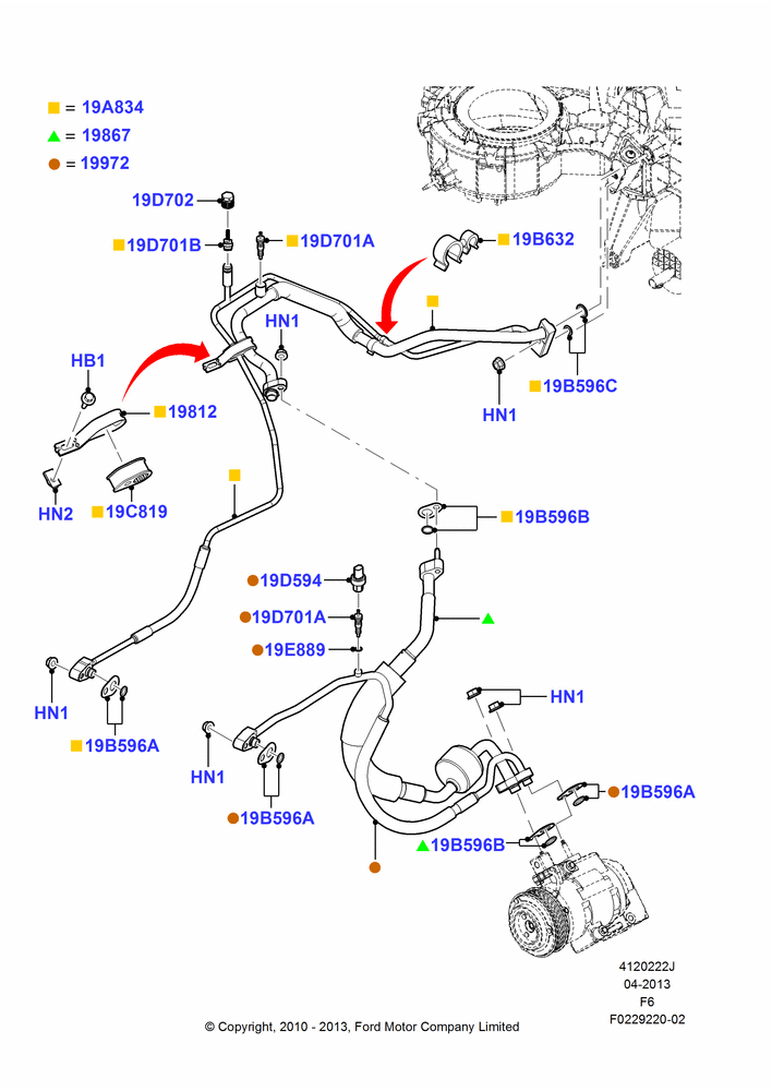 22J - Air Conditioning System, 3.7L 4V PFI V6 NA Gas, MOD 5.0L-4V DOHC SEFI NA; 03/NOV/2010-23/DEC/2014