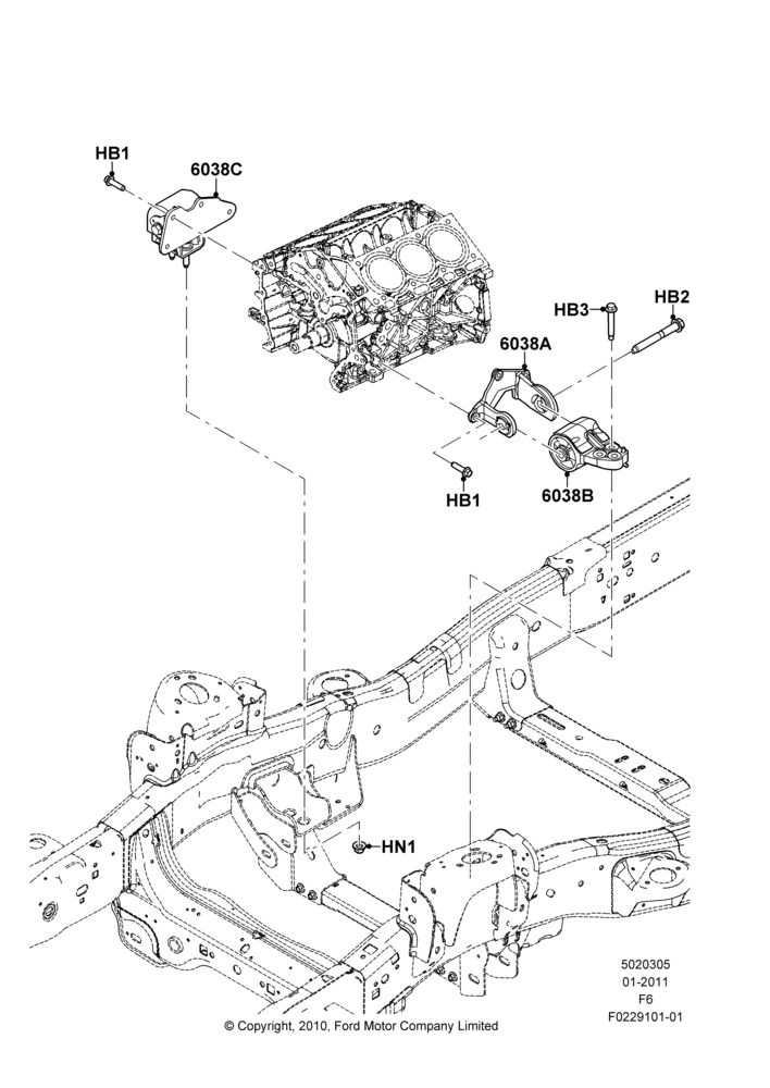 05K - Engine Mounting, 3.5L V6 Gas DOHC TIVCT; 03/JAN/2011-06/FEB/2013