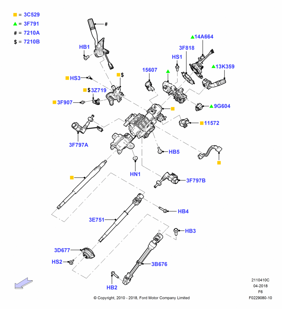 10C - Steering Column And Gear Shift; 03/NOV/2010-23/DEC/2014