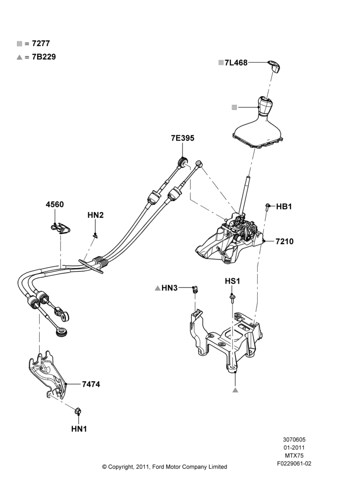 05P - Gear Change Lever - Manual Trans, 5-Speed Manual Trans - MTX75; 31/JAN/2011-04/MAY/2018