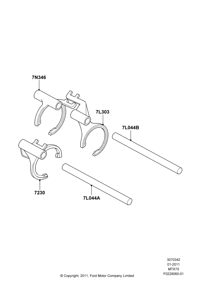 42D - Manual Transaxle Selector Forks, 5-Speed Manual Trans - MTX75; 31/JAN/2011-04/MAY/2018