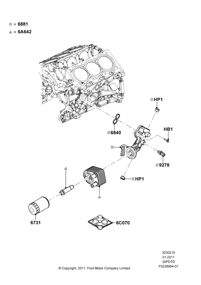 10C - Oil Cooler and Filter, 3.5L V6 Gas DOHC TIVCT; 03/JAN/2011-23/DEC/2014