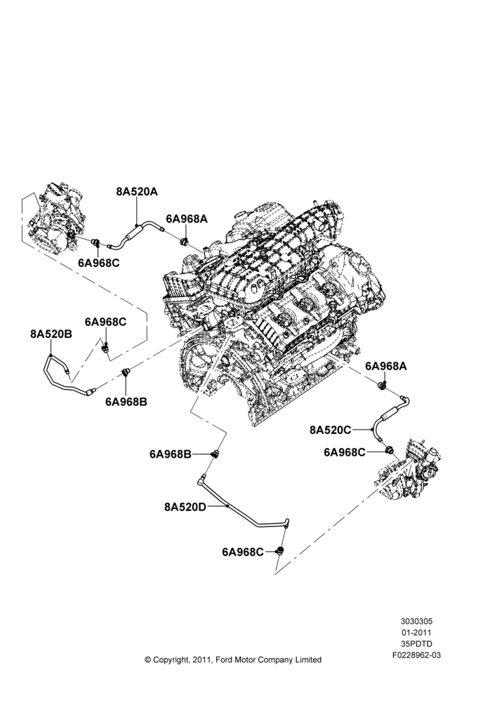 Cooling System Pipes and Hoses, 3.5L V6 Gas DOHC TIVCT, Turbocharger Cooling System