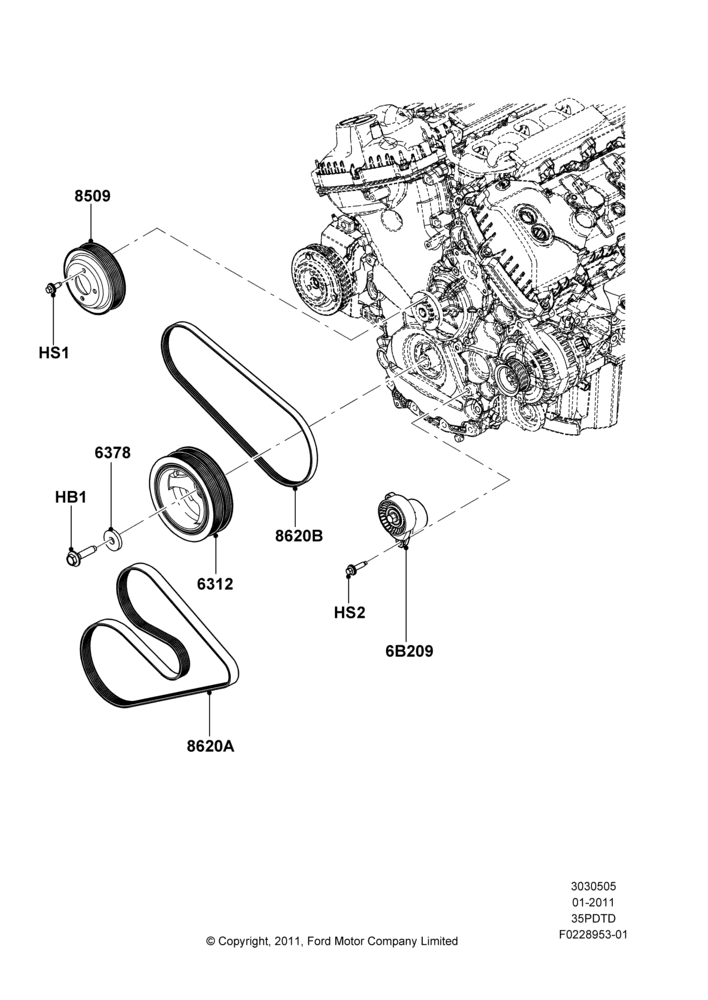 Pulleys and Drive Belts, 3.5L V6 Gas DOHC TIVCT