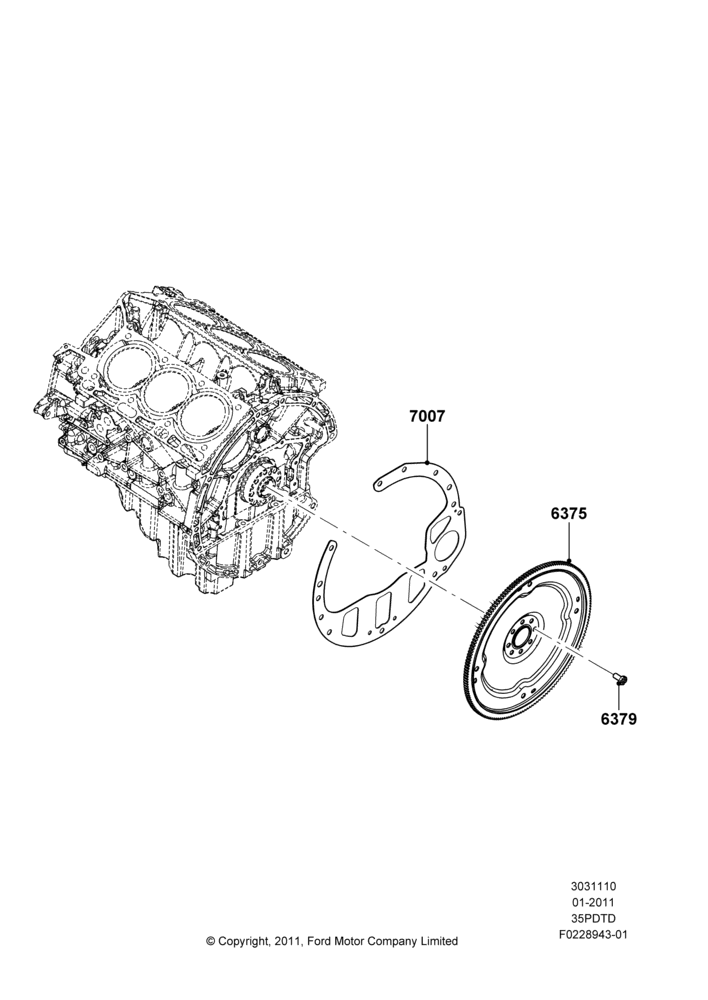 10C - Flywheel, 3.5L V6 Gas DOHC TIVCT; 03/JAN/2011-23/DEC/2014