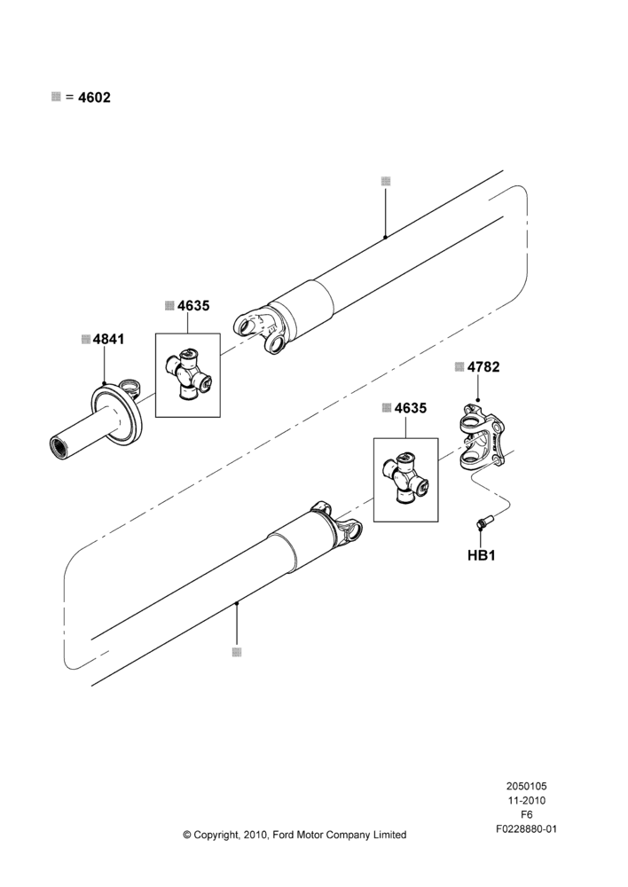05AB - Drive Shaft - Rear Axle Drive, 3.7L 4V PFI V6 NA Gas, LHD 4WD (Part Time Drive); 03/NOV/2010-23/DEC/2014