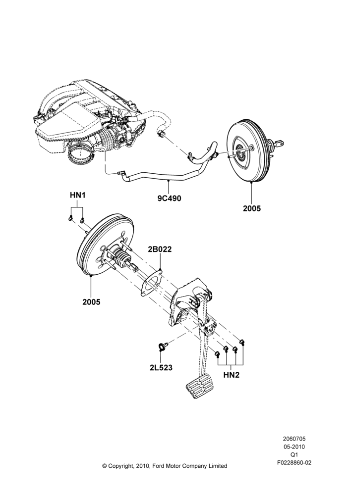 05B - Brake Booster, 3.5L 4V DOHC VCT SMPI V6 Gas, 3.7L DOHC V6 Gas.; 12/JUL/2010-24/DEC/2014