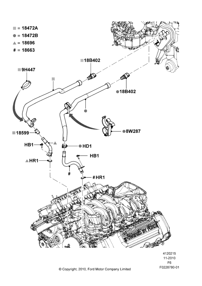 15H - Heater Hoses, 6.2L 16V OHC NA V8 Gas; 03/NOV/2010-23/DEC/2014