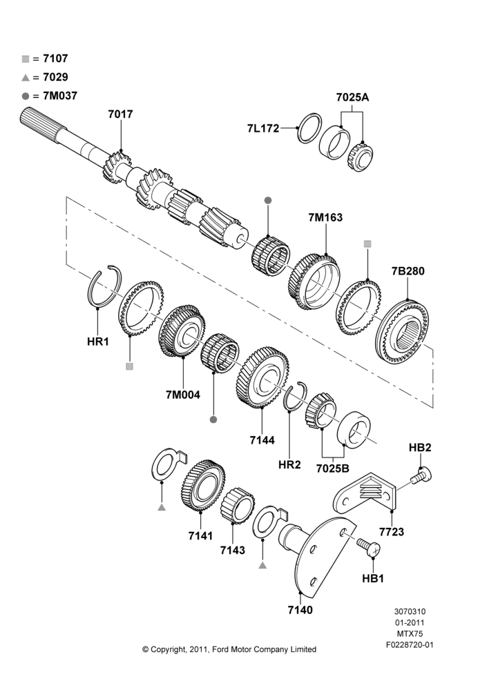 10F - Input Shaft, Gear Sets & Bearings, 5-Speed Manual Trans - MTX75; 31/JAN/2011-04/MAY/2018