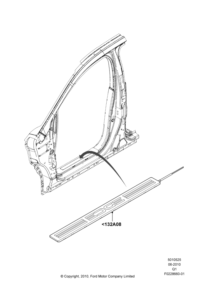 25XB - Side Trim, Ford Series, Accessory, Backlit Scuff Plate; 12/JUL/2010-24/DEC/2014