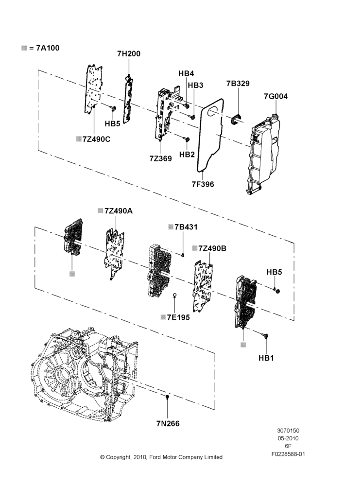 50F - Valve Body - Main Control & Servo's, 6 Speed Auto Transmission 6F50; 12/JUL/2010-24/DEC/2014