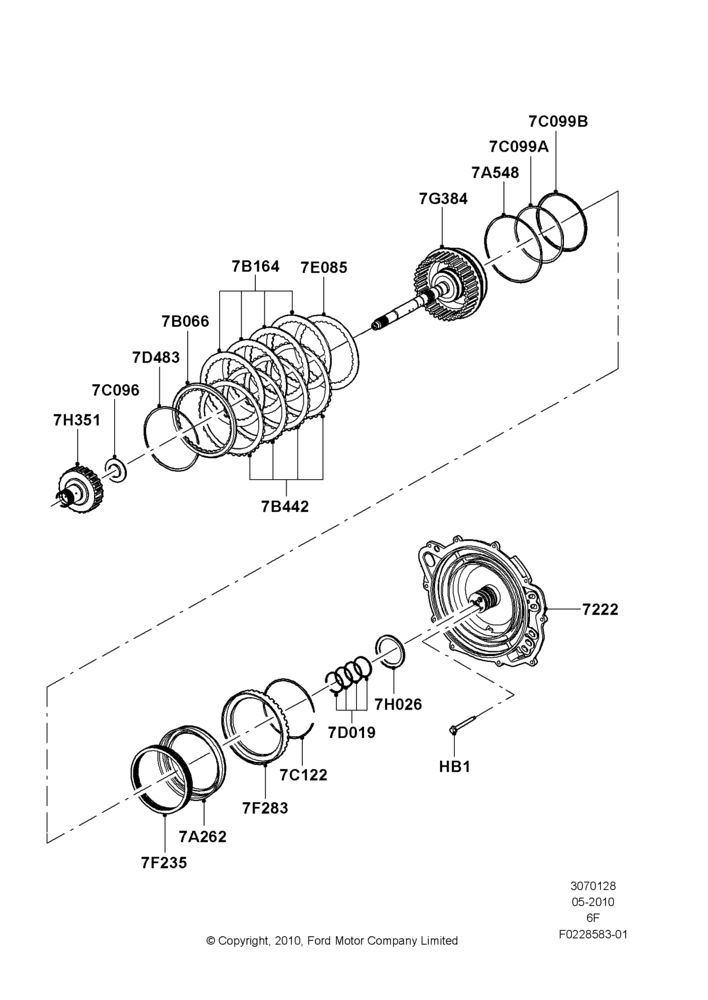 28F - Direct Clutch and Components, 6 Speed Auto Transmission 6F50; 12/JUL/2010-24/DEC/2014