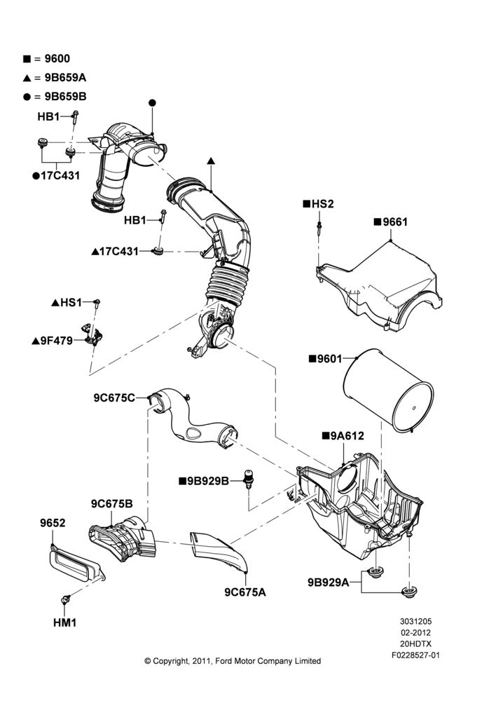 05A - Air Cleaner, 2.0L EcoBoost (240PS); 30/JUL/2012-04/MAY/2018