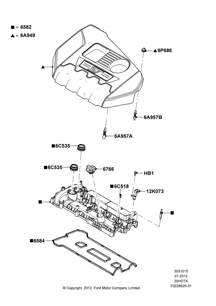 15A - Cylinder Head Cover, 2.0L EcoBoost (240PS); 30/JUL/2012-04/MAY/2018