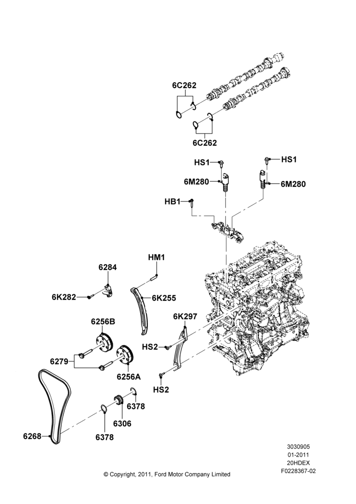 05B - Timing Gear, 2.0L I4 DI TIVCT Petrol 160PS; 31/JAN/2011-04/MAY/2018